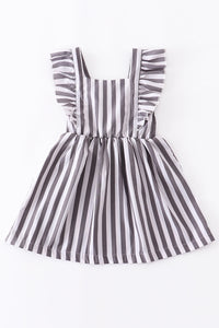 Gray Striped Jumper Dress