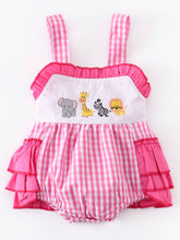 Load image into Gallery viewer, Zoo Animals Pink Bubble Romper