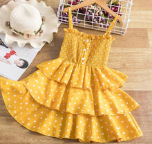 Load image into Gallery viewer, Pre-Order Girls Polka Dot Ruffle Overall Jumper Dress