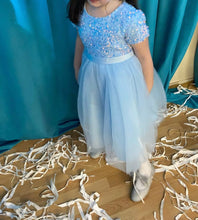 Load image into Gallery viewer, Pre-Order Girls Sequined Tulle Dress in Blue