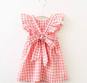 Pre-Order Girls Ruffle Sleeve Gingham Dress