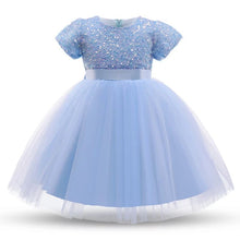 Load image into Gallery viewer, Pre-Order Girls Sequined Tulle Dress in Blue