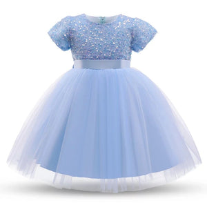 Pre-Order Girls Sequined Tulle Dress in Blue