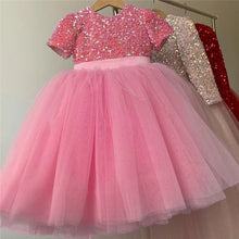 Load image into Gallery viewer, Pre-Order Girls Sequined Tulle Dress in Pink