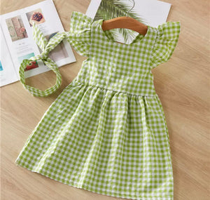 Pre-Order Girls Ruffle Sleeve Gingham Dress