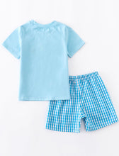 Load image into Gallery viewer, Zoo Animals Blue Gingham Outfit