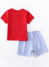 Load image into Gallery viewer, Boys Back to School Apple Themed Gingham Outfit