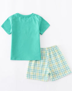 Boys Sailboat Themed Gingham Outfit