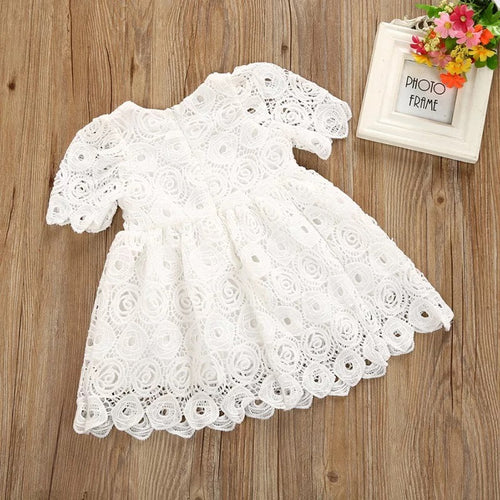 Pre-Order Girls White Rosette Dress