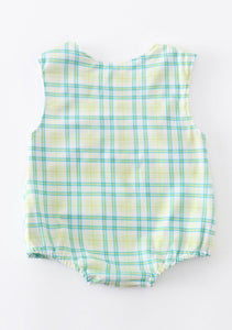 Boys Sailboat Themed Gingham Bubble Romper