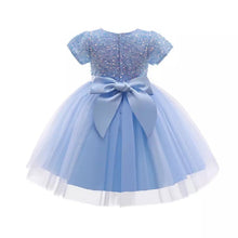 Load image into Gallery viewer, Pre-Order Girls Sequined Tulle Dress in Blue