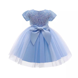 Pre-Order Girls Sequined Tulle Dress in Blue