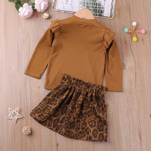 Pre-Order Girls Leopard Print Skirt Top Set