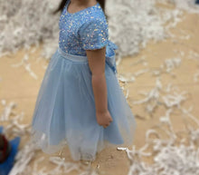 Load image into Gallery viewer, Pre-Order Girls Sequined Tulle Dress in Blue