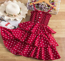 Load image into Gallery viewer, Pre-Order Girls Polka Dot Ruffle Overall Jumper Dress