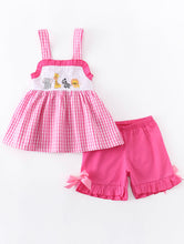 Load image into Gallery viewer, Pink Gingham Zoo Animals Themed Girls Outfit