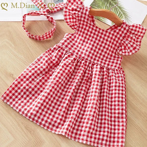 Pre-Order Girls Ruffle Sleeve Gingham Dress