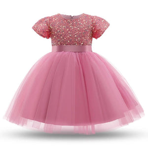 Pre-Order Girls Sequined Tulle Dress in Pink