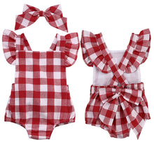 Load image into Gallery viewer, Pre-Order Gingham Red and White Baby Romper