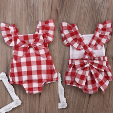 Load image into Gallery viewer, Pre-Order Gingham Red and White Baby Romper