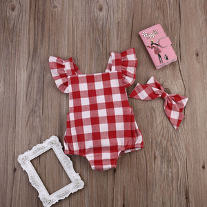 Pre-Order Gingham Red and White Baby Romper