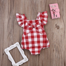 Load image into Gallery viewer, Pre-Order Gingham Red and White Baby Romper